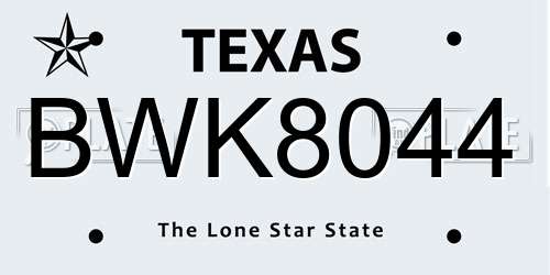BWK8044 Texas License Plate