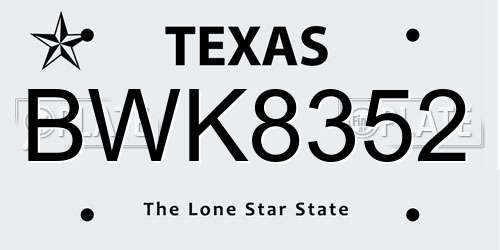 BWK8352 Texas License Plate