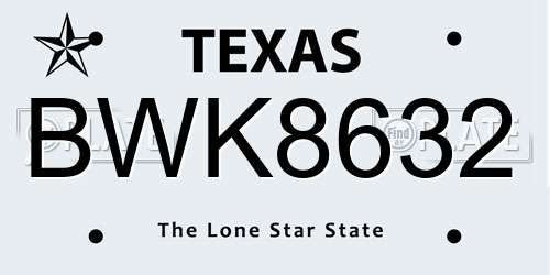 BWK8632 Texas License Plate