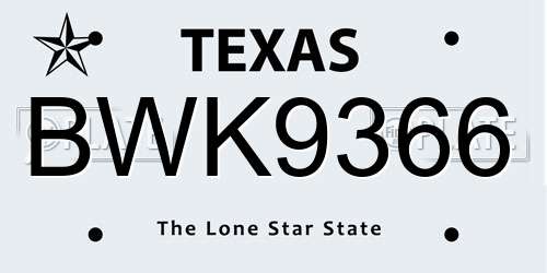 BWK9366 Texas License Plate