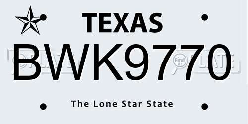 BWK9770 Texas License Plate