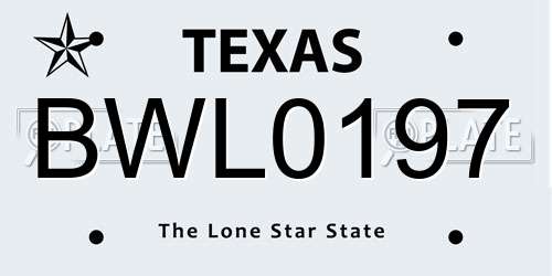 BWL0197 Texas License Plate