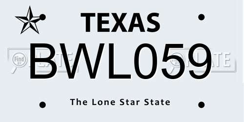 BWL059 Texas License Plate