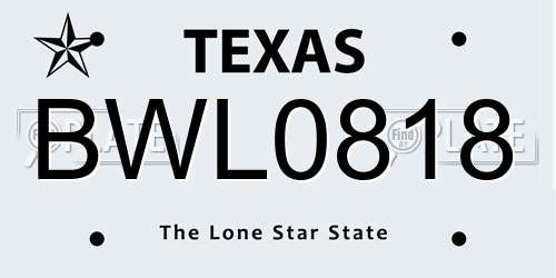 BWL0818 Texas License Plate