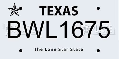 BWL1675 Texas License Plate