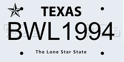 BWL1994 Texas License Plate