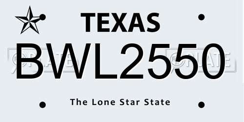 BWL2550 Texas License Plate