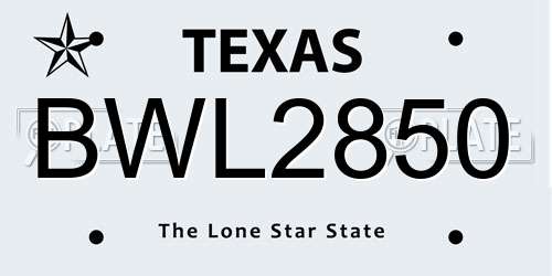 BWL2850 Texas License Plate