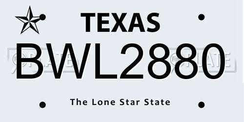 BWL2880 Texas License Plate