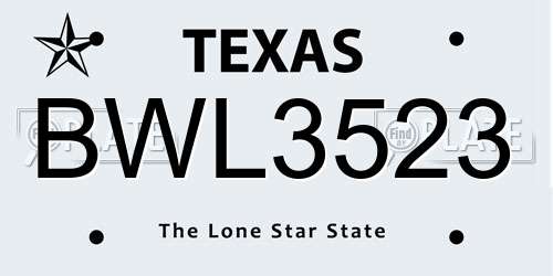 BWL3523 Texas License Plate