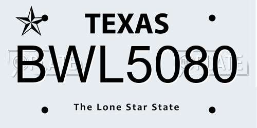 BWL5080 Texas License Plate