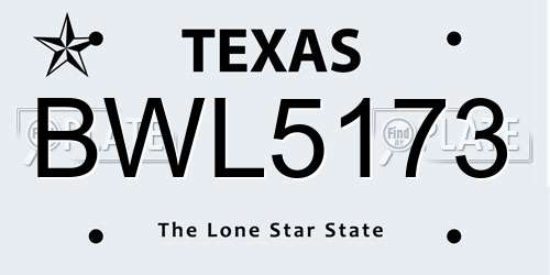 BWL5173 Texas License Plate