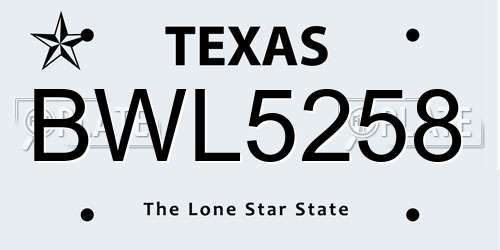 BWL5258 Texas License Plate