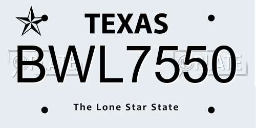 BWL7550 Texas License Plate
