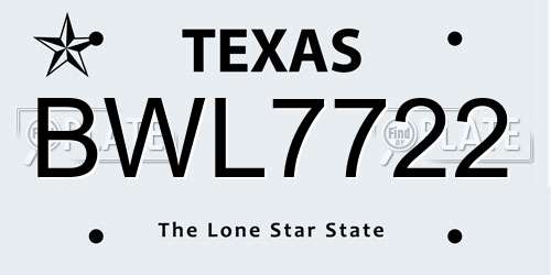 BWL7722 Texas License Plate