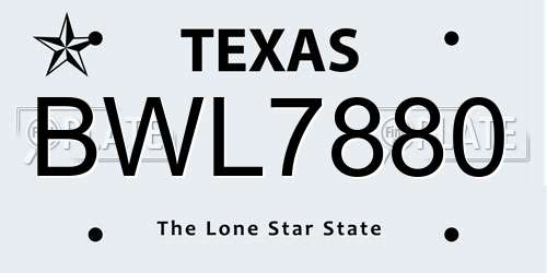 BWL7880 Texas License Plate