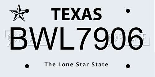 BWL7906 Texas License Plate
