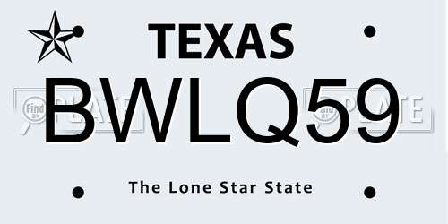 BWLQ59 Texas License Plate