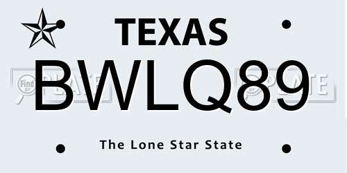 BWLQ89 Texas License Plate