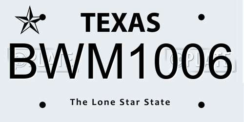 BWM1006 Texas License Plate