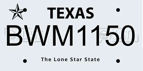 BWM1150 Texas License Plate