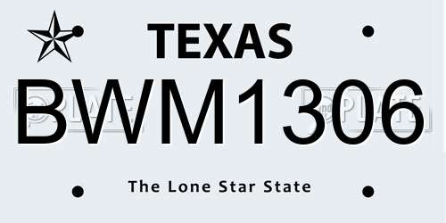 BWM1306 Texas License Plate