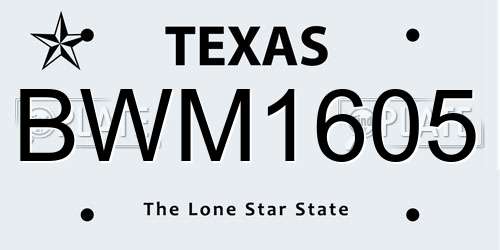 BWM1605 Texas License Plate