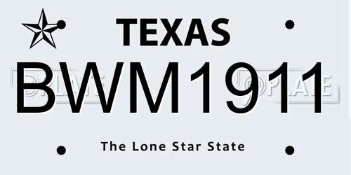 BWM1911 Texas License Plate
