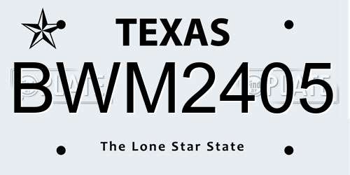 BWM2405 Texas License Plate