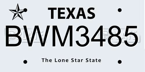 BWM3485 Texas License Plate