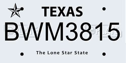 BWM3815 Texas License Plate