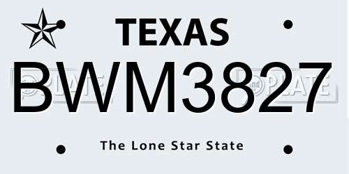 BWM3827 Texas License Plate