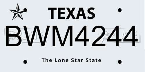BWM4244 Texas License Plate