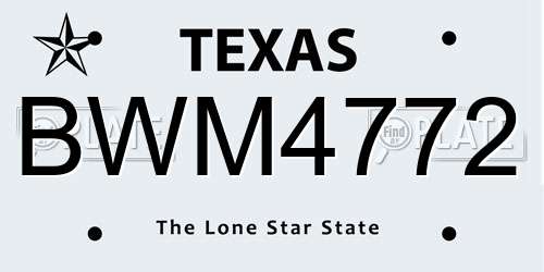 BWM4772 Texas License Plate