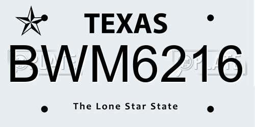 BWM6216 Texas License Plate