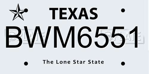 BWM6551 Texas License Plate