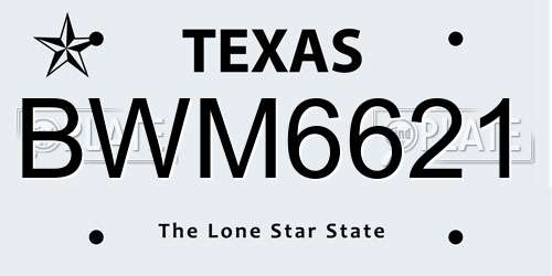 BWM6621 Texas License Plate