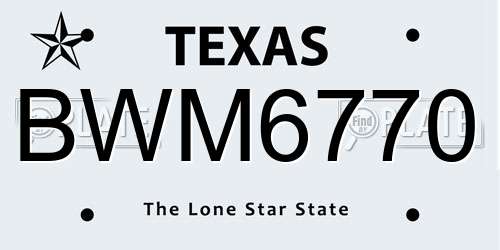 BWM6770 Texas License Plate
