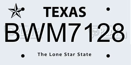 BWM7128 Texas License Plate