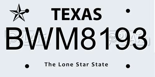 BWM8193 Texas License Plate