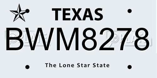 BWM8278 Texas License Plate