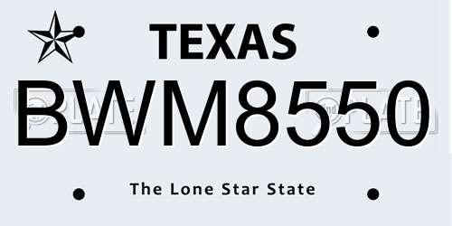 BWM8550 Texas License Plate