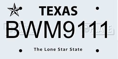 BWM9111 Texas License Plate