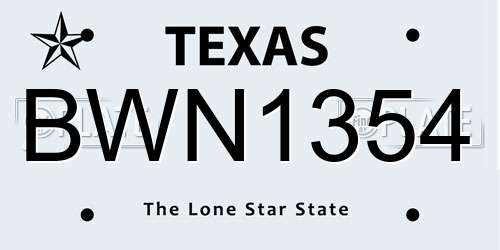BWN1354 Texas License Plate