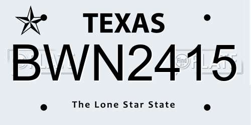 BWN2415 Texas License Plate