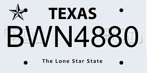BWN4880 Texas License Plate