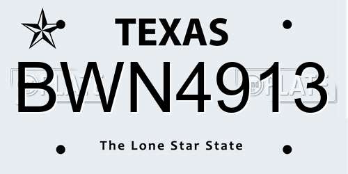 BWN4913 Texas License Plate