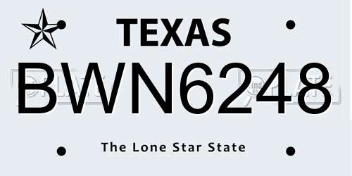 BWN6248 Texas License Plate