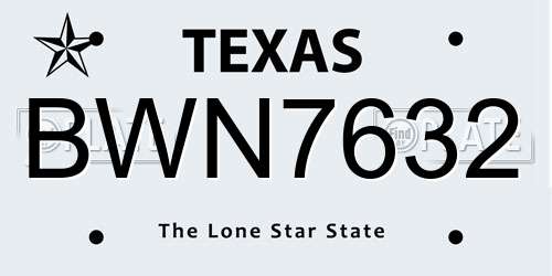 BWN7632 Texas License Plate