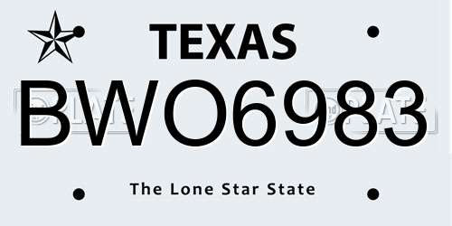 BWO6983 Texas License Plate